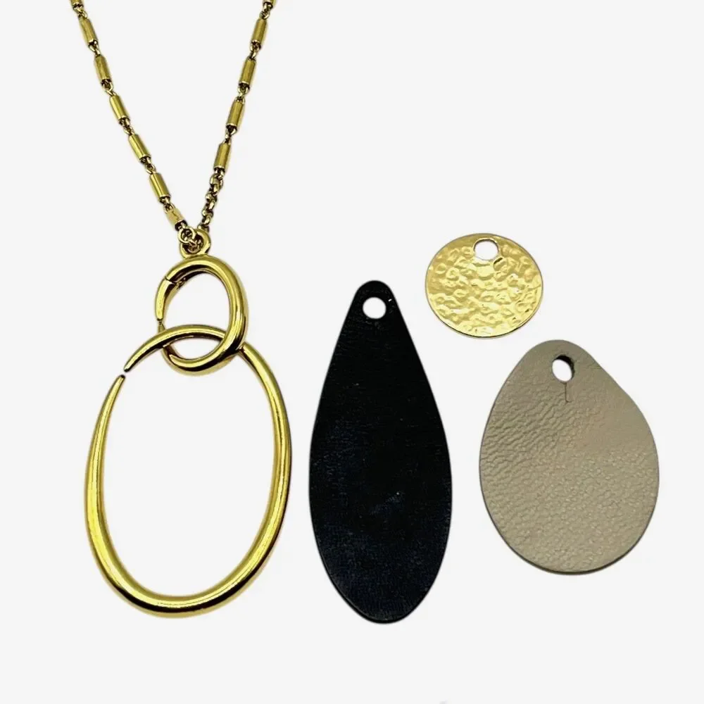 Stella Dot Pendant Necklace Gold Tone Color Pop Versatile Long Chain Reversible
